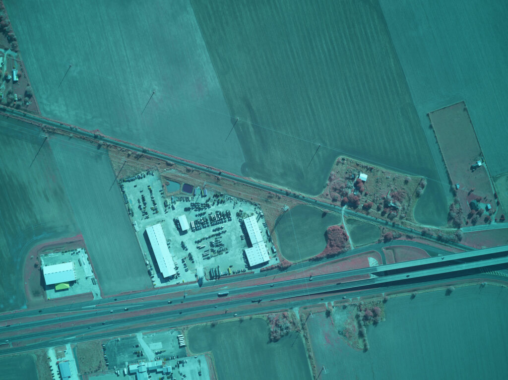 4-band aerial image of pipeline for Right of Way (ROW) mapping and wetland identification