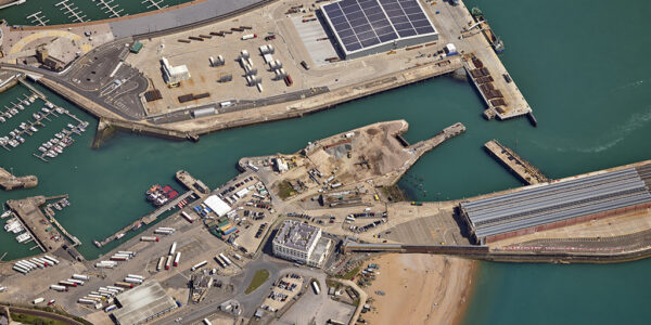 Aerial imagery of a harbor captured by a Phase One camera system