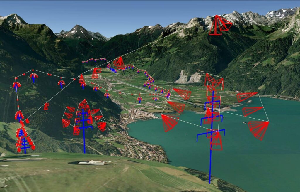 Data center dashboard showing results of Predictive Aerial Powerline Maintenance for utility grids.