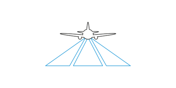 Illustration showcasing the aerial coverage area of the oblique imagery camera system.