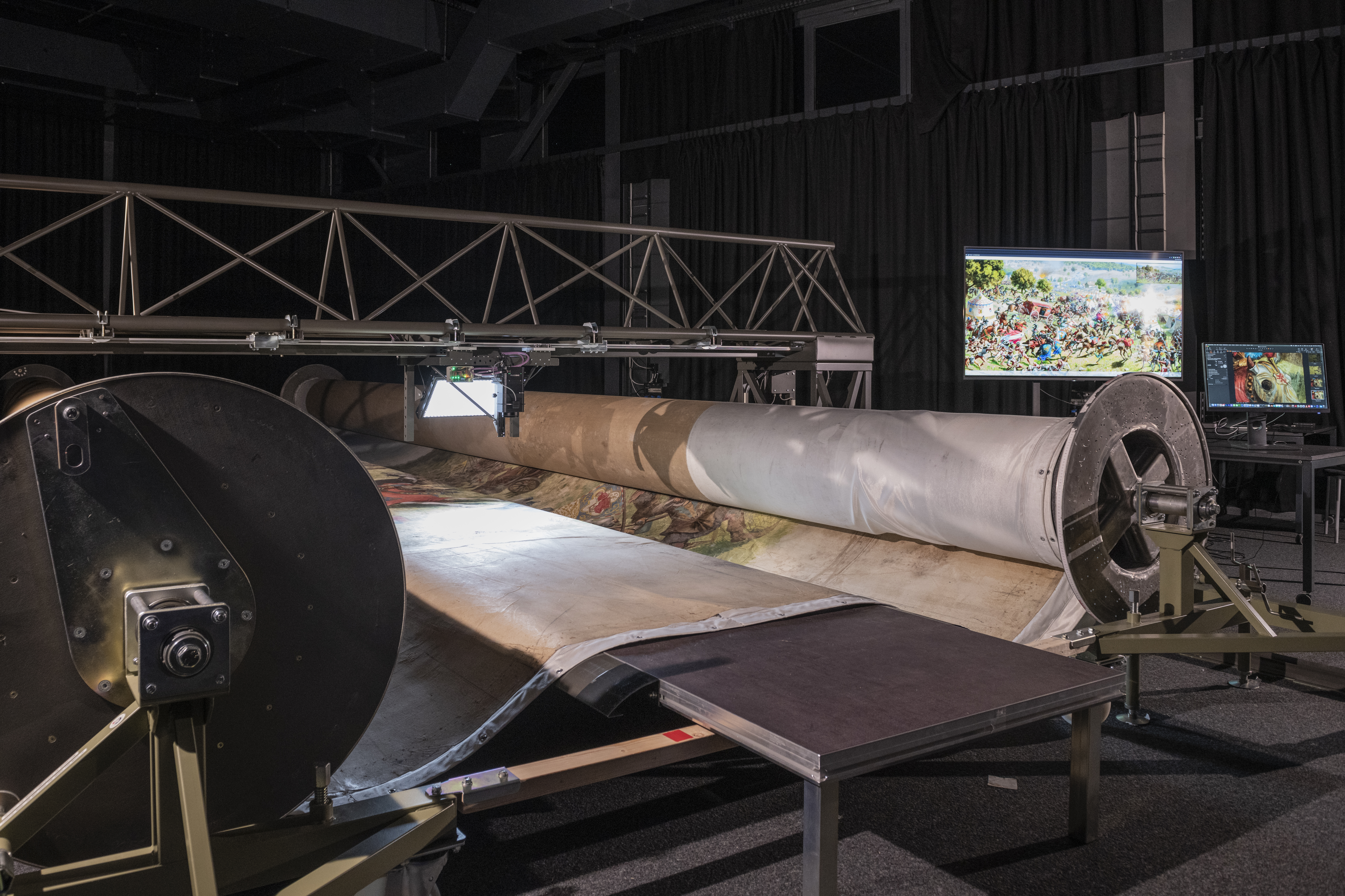 Photographic setup showing Phase One iXH 150MP camera for Murten Panorama's terapixel art preservation.