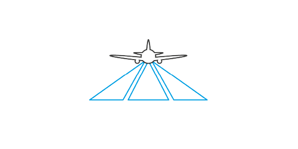 Coverage icon for single-head aerial camera wider footprint per pass